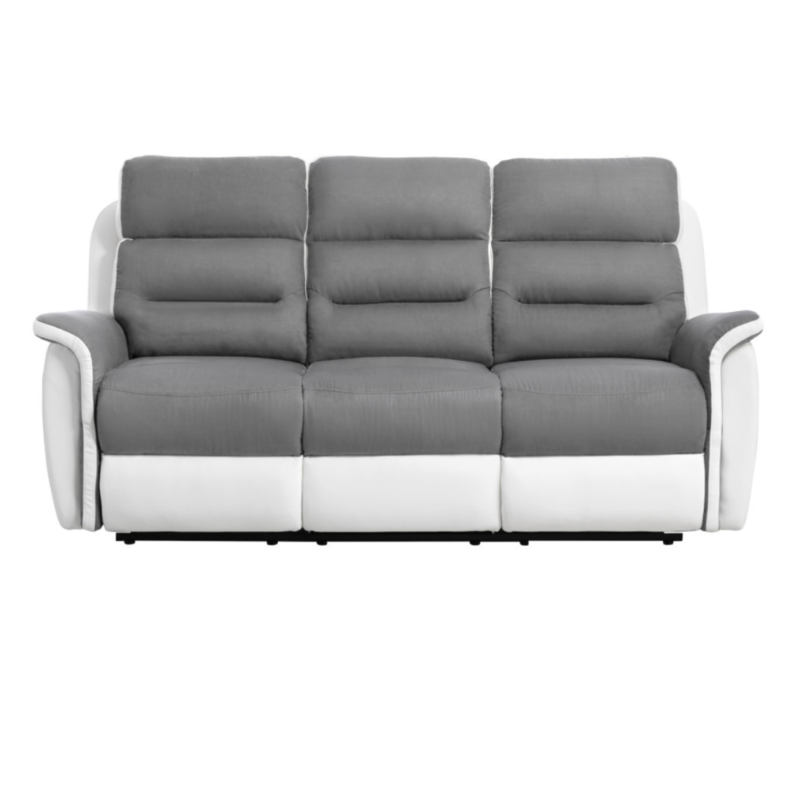 Canapé DK de relaxation manuel 3 places en simili et microfibre