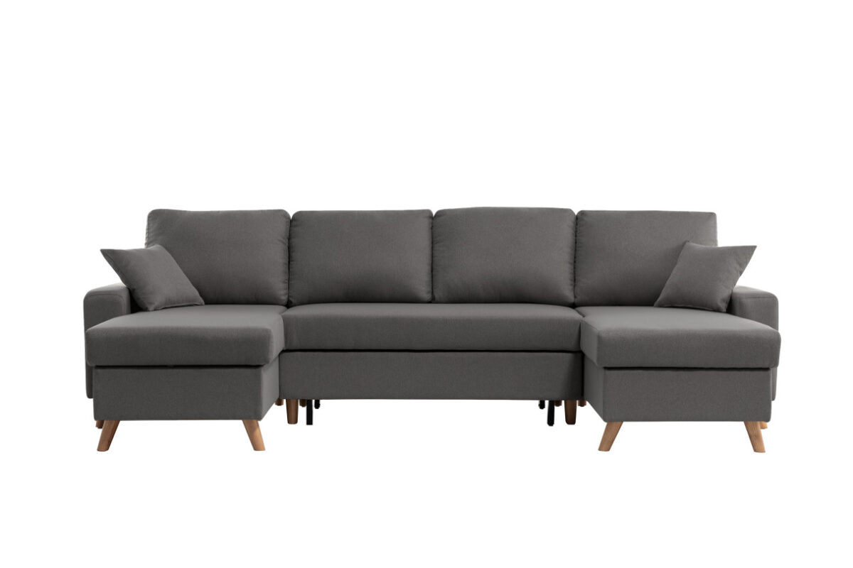 Canapé panoramique ARTIKU scandinave convertible avec 2 coffres en tissu