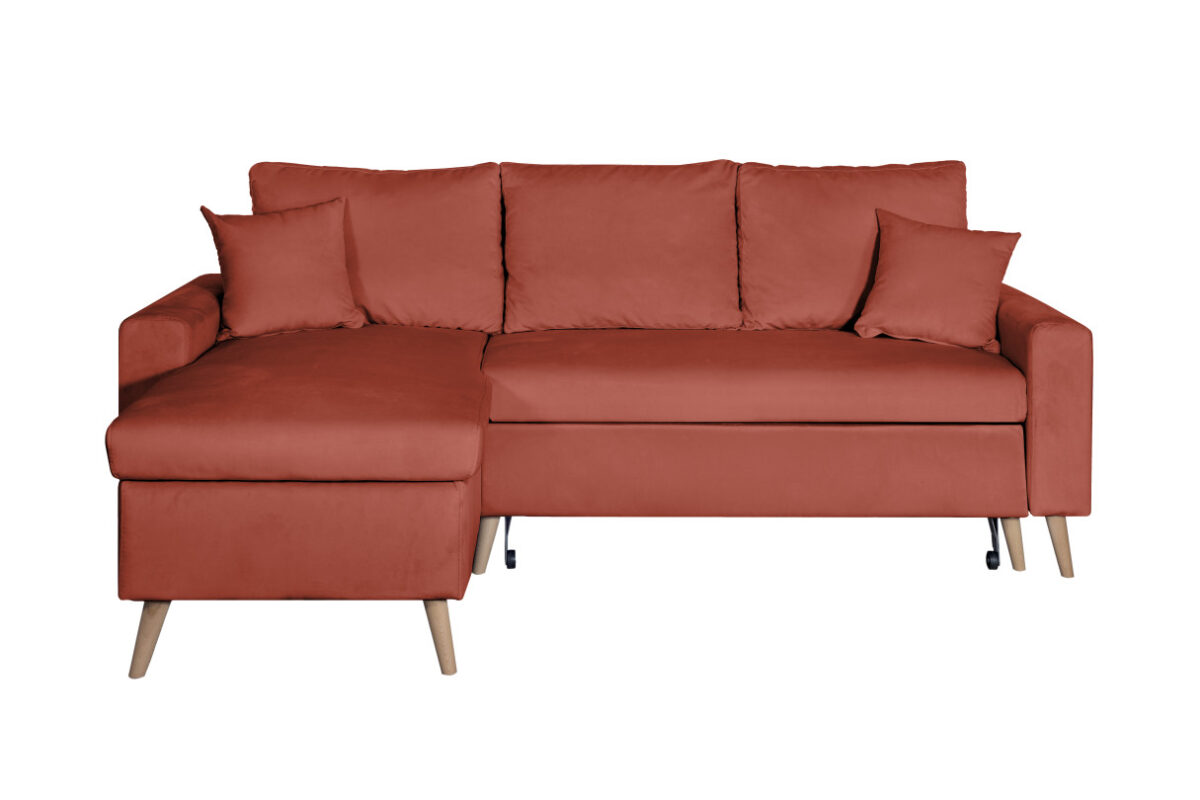 Canapé d'angle ARTIKV scandinave convertible réversible avec coffre en velours