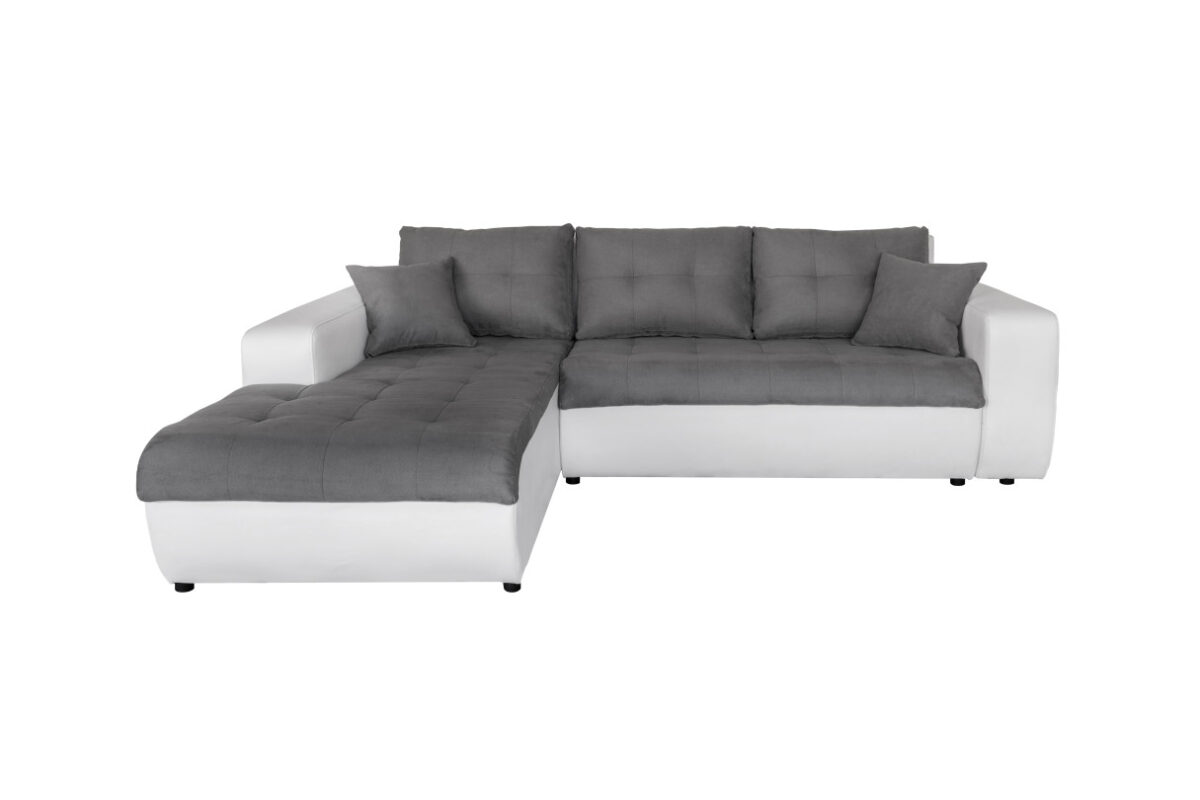 Canapé d'angle CÉLIA convertible 4 places en simili et microfibre