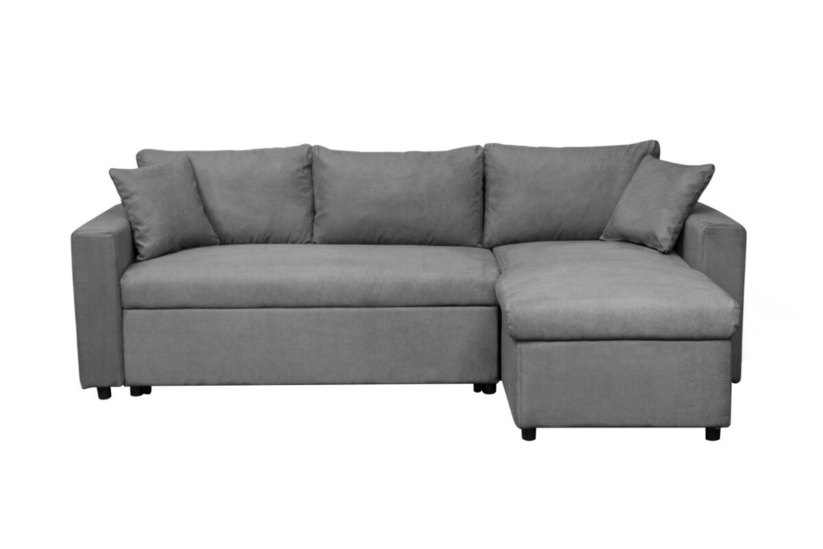 Canapé d'angle MARIA réversible, convertible en microfibre avec coffre