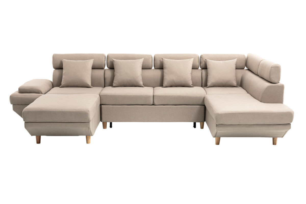 Canapé MATEO U scandinave panoramique convertible en tissu