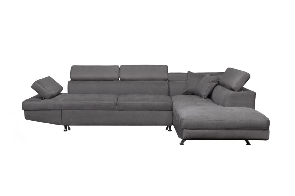 Canapé d'angle RIO convertible 5 places avec coffre de rangement en microfibre