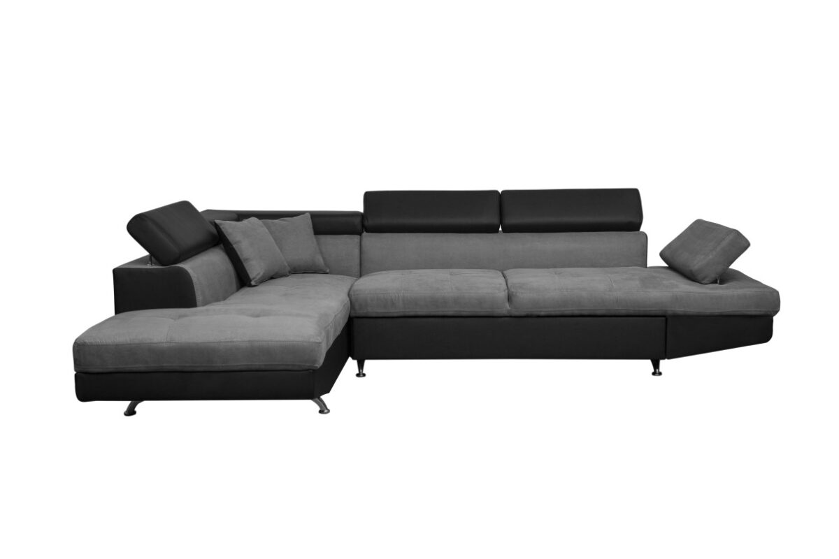 Canapé d'angle RIO convertible 5 places avec coffre de rangement en microfibre et simili