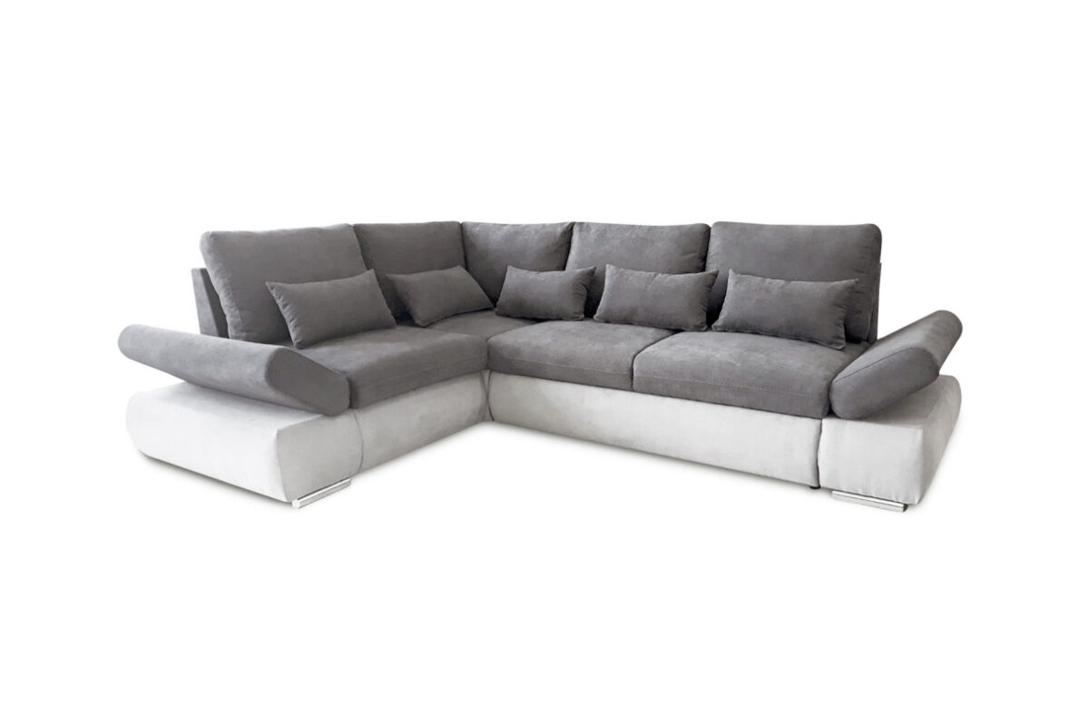 Canapé d'angle SEVARA réversible convertible avec coffre PU et tissu