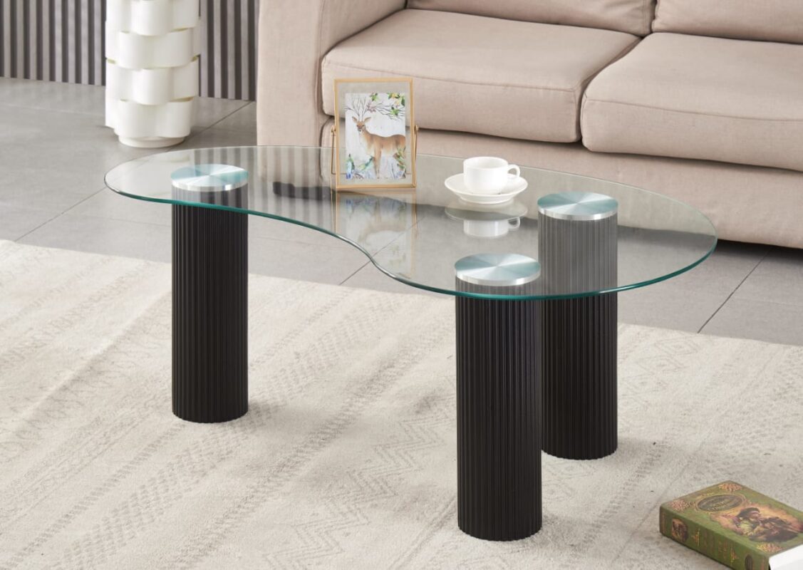 Table Basse Moderne – Plateau Transparent ou Marbre Blanc, Structure Bois ou Métal –  120x70x45 cm|Offre Spéciale|Decora Home
