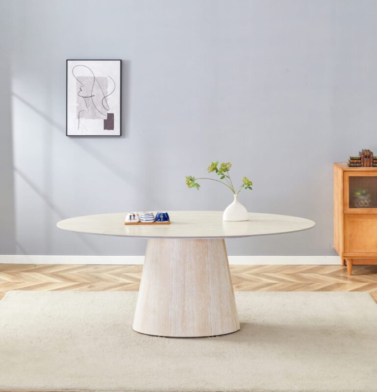 Table repas  – Céramique effet travertin – 180 cm|Offre Spéciale|Decora Home