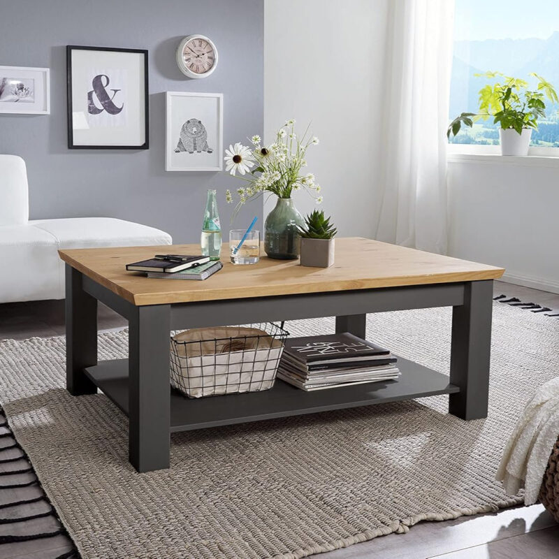 Table basse en bois de chêne noir / gris noir|Promo exclusive|Decora Home