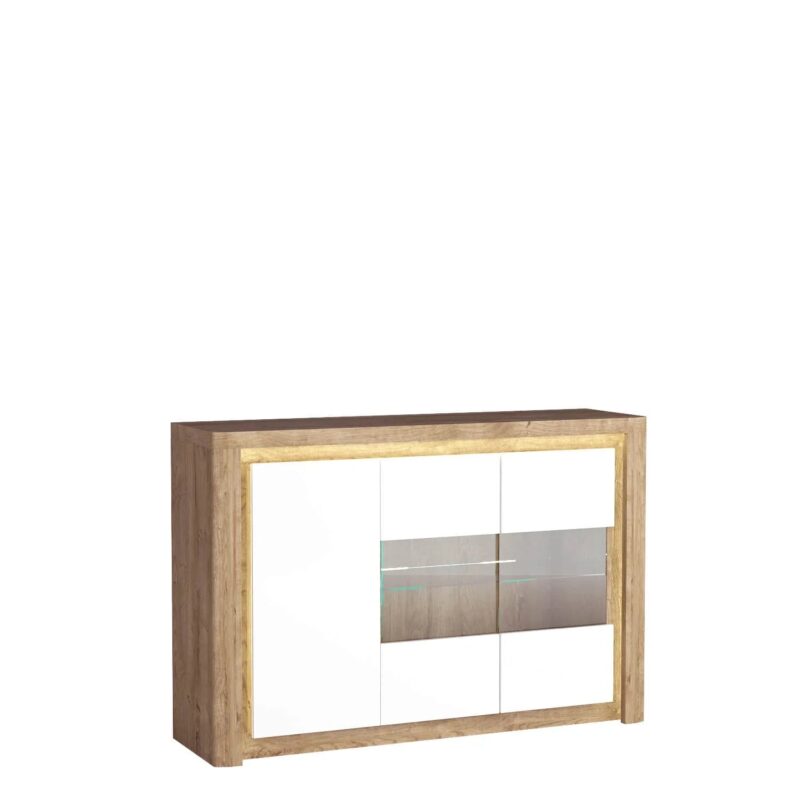 Commode avec Façades Blanches et Corps Ribbeck, Éclairage LED|Destockage Express|Decora Home