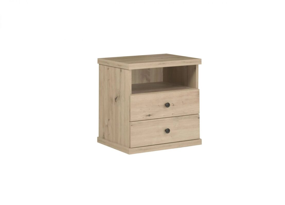 Table de chevet spacieuse avec deux tiroirs et une étagère|Promo exclusive|Decora Home