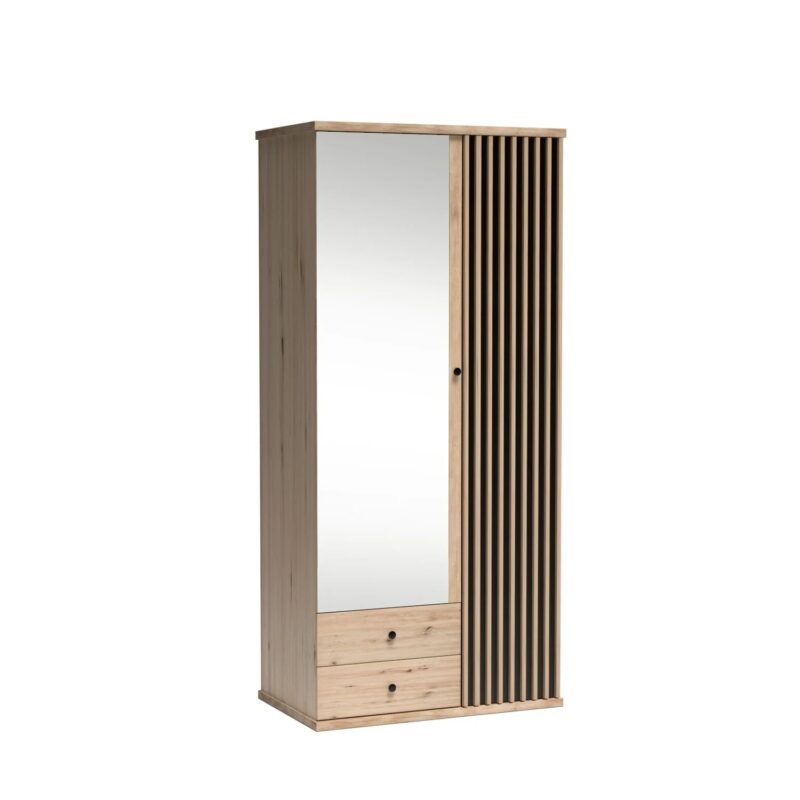 Armoire Moderne avec Miroir et Détails à Lattes|Promo exclusive|Decora Home