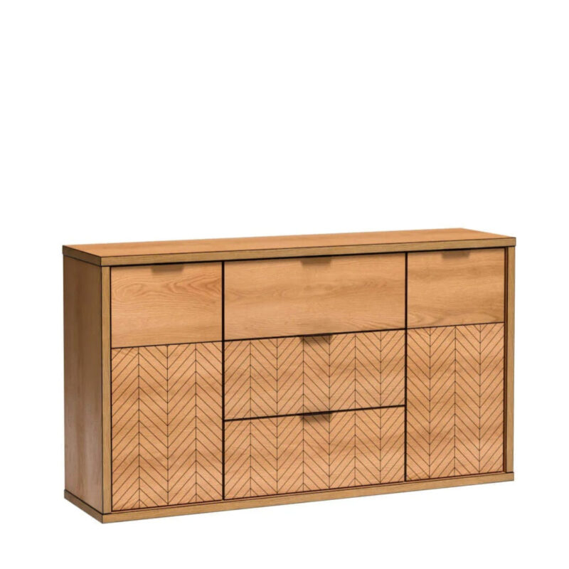 Commode Spacieuse en Chêne Caramel avec Tiroirs et Armoires|Promo exclusive|Decora Home