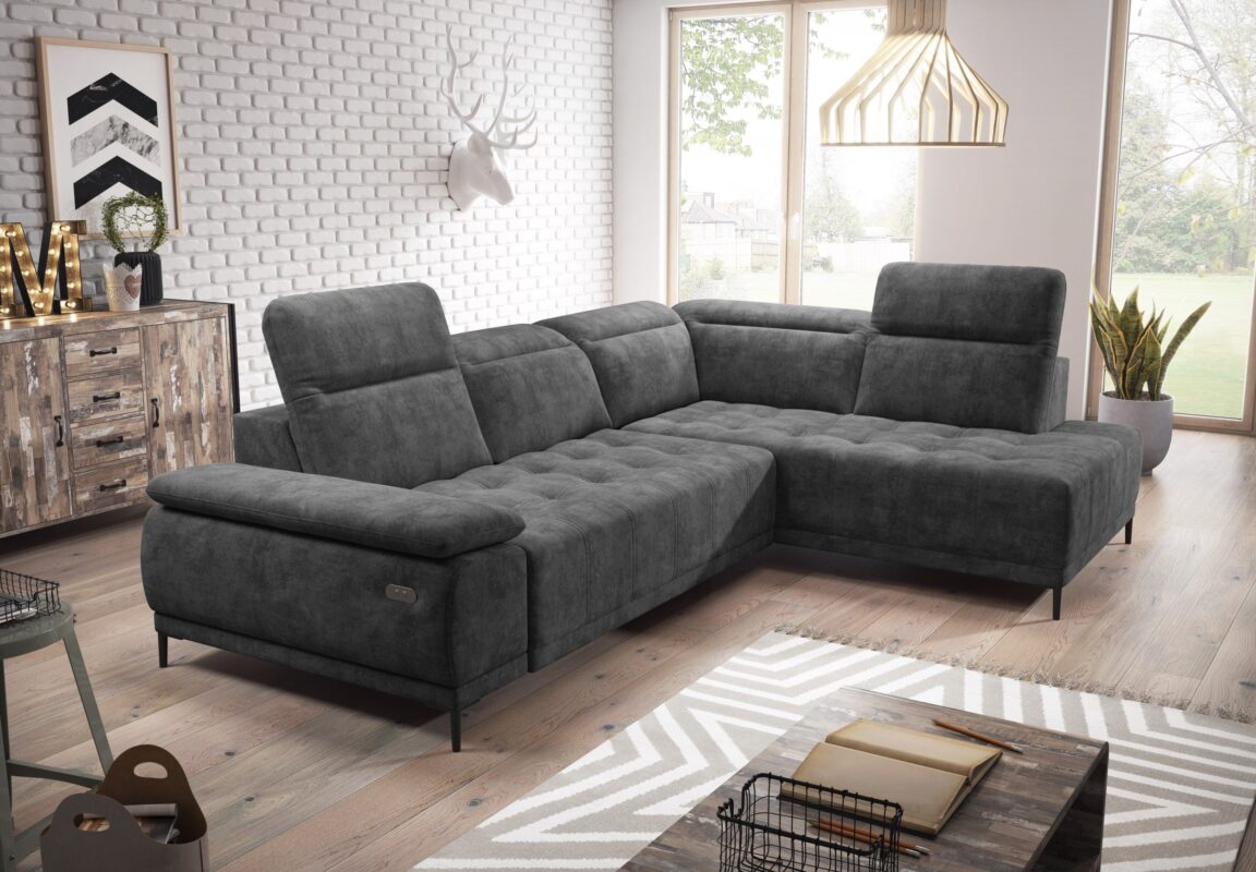 Canapé d'Angle Compact  – Confort Personnalisé avec Appuis-tête réglables et profondeur d'assise modulable électriquement|Offre Spéciale|Decora Home