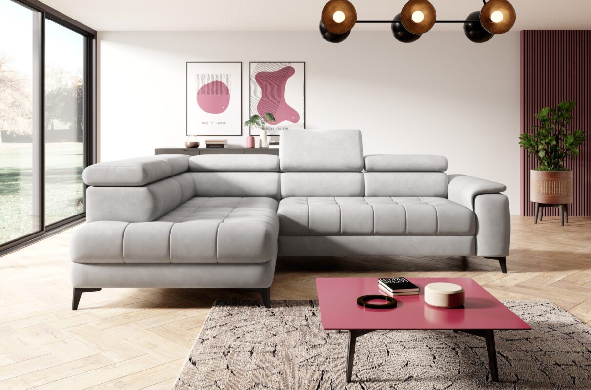 Canapé d’angle convertible électrique avec appuie-têtes réglables|Offre Spéciale|Decora Home