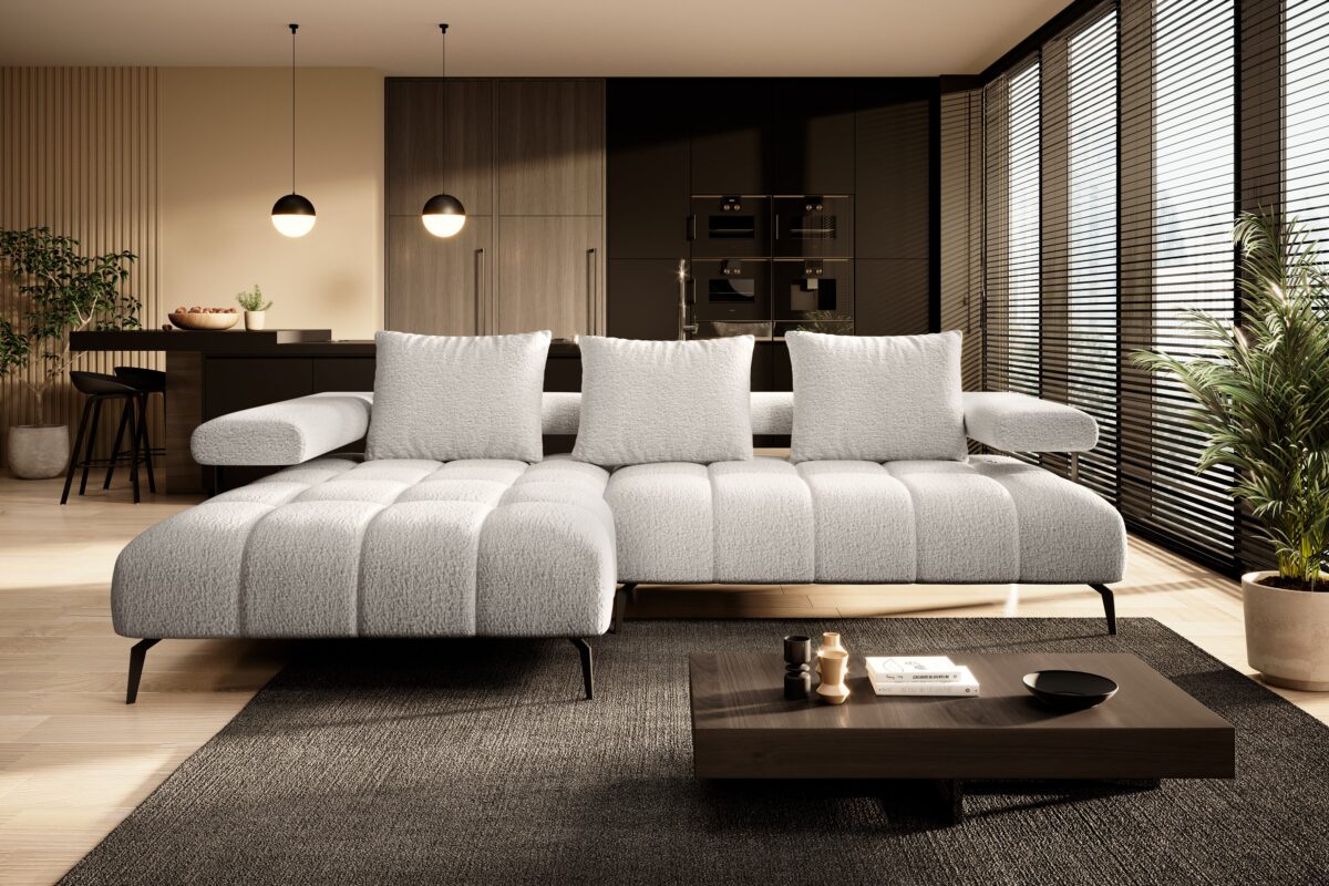Canapé d’angle moderne avec réglage électrique de la profondeur d’assise|Offre Spéciale|Decora Home