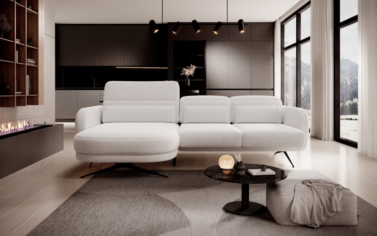 Canapé d’angle  avec réglage électrique de l’assise (0-17 cm) et 3 appuis-tête relax|Destockage Express|Decora Home