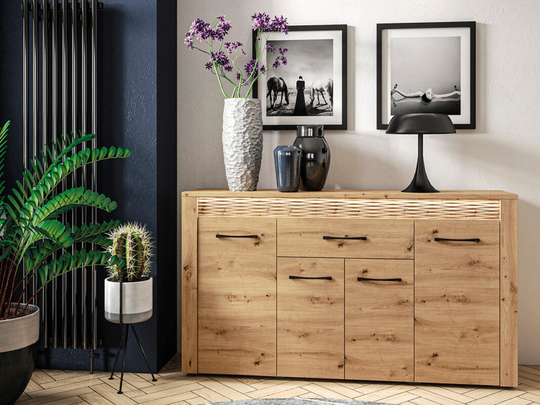 Buffet Long en Chêne Artisanal & MDF Rainuré – Série Artisan Épure|Offre Limitée|Decora Home