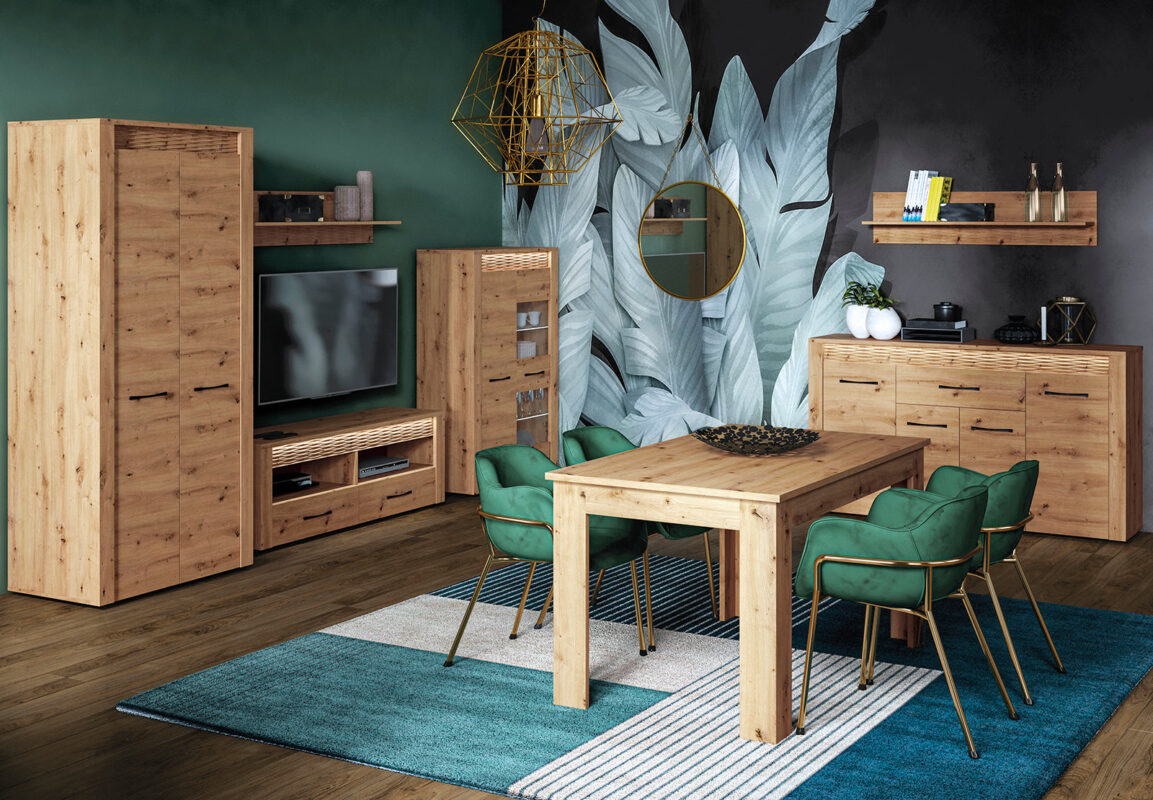 Ensemble Salon – Collection Artica - 5 Pièces - Chêne Artisanal - MDF Rainuré | Élégance Naturelle, Design Épuré|Offre Spéciale|Decora Home