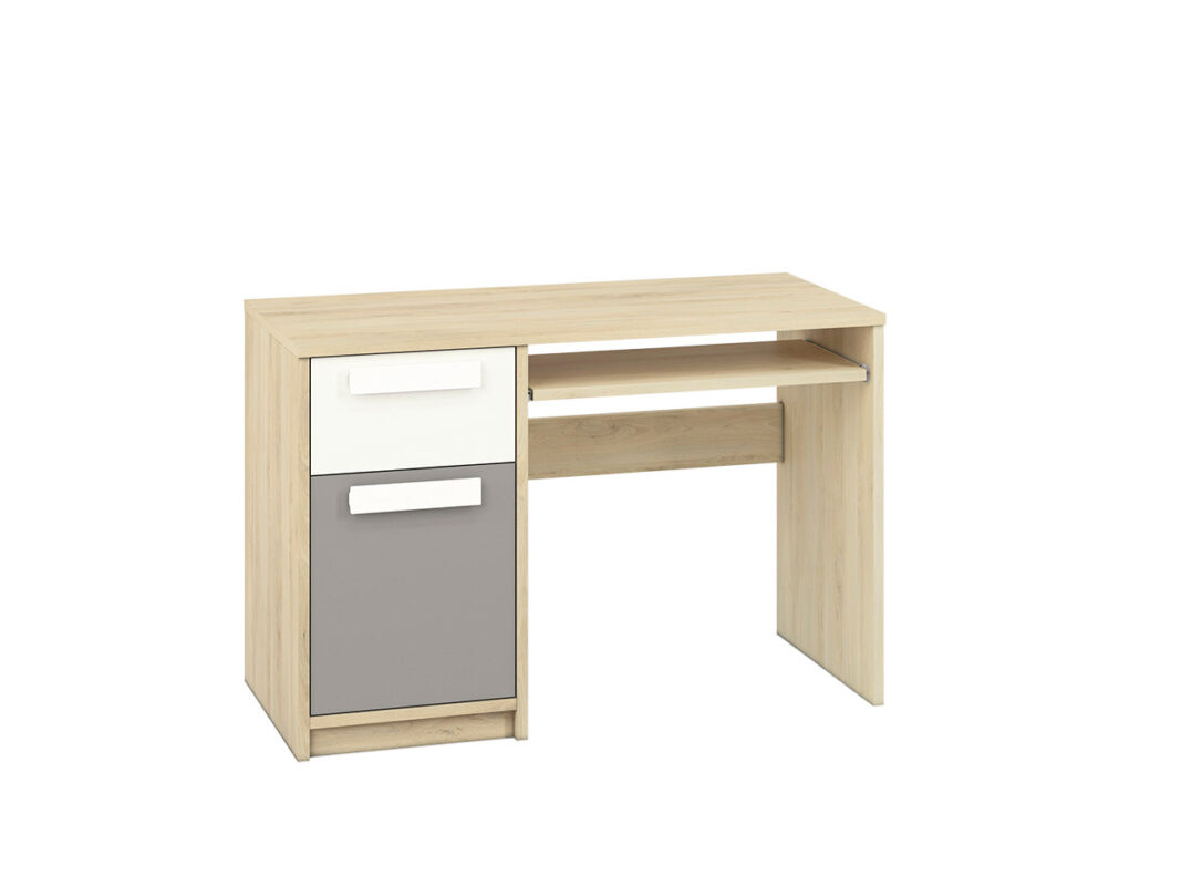 Bureau moderne Hêtre Fjord + Blanc, design élégant avec bordure ABS et finition résistante|Offre Spéciale|Decora Home