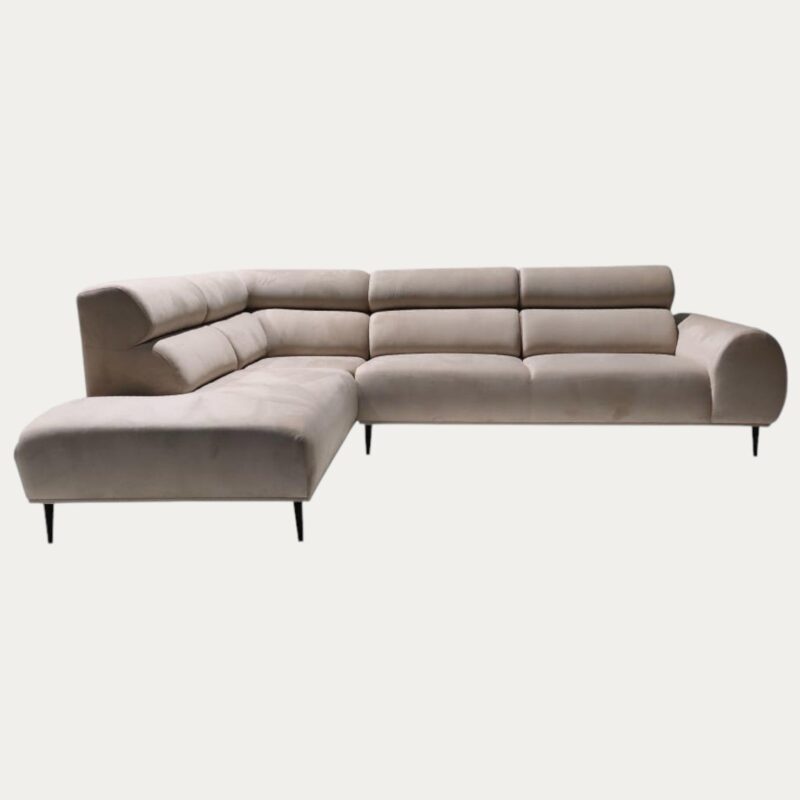 Canapé d'Angle Gauche en Velours Beige|Offre Limitée|Decora Home