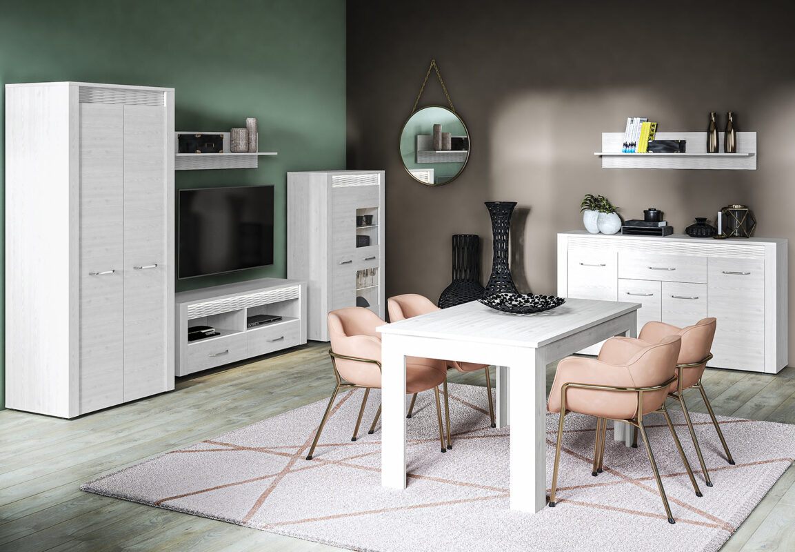 Ensemble Calvet – Meubles en Pin Enneigé avec Bordures ABS - 5 Pièces - Fonctionnalité, Élégance et Résistance Exceptionnelle|Offre Spéciale|Decora Home