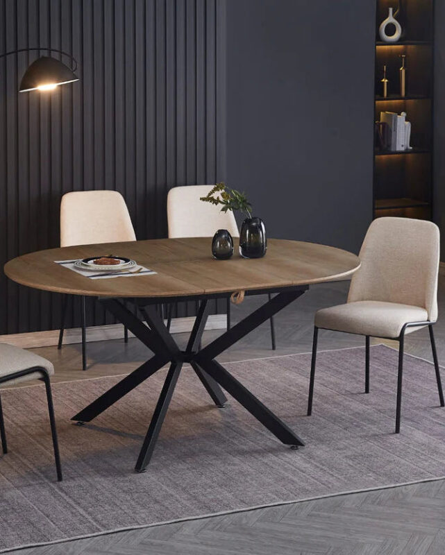 Lot de 4 Chaises  en Tissu Effet Lin avec Pieds en Métal Noir|Offre Spéciale|Decora Home