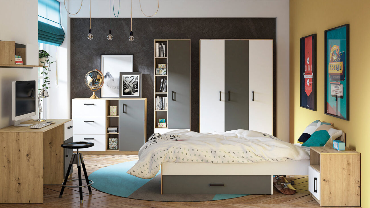 Ensemble Chambre à Coucher Vini -  en Chêne Artisan et MDF - 7 Pièces - Élégance et Modernité pour votre Chambre à Coucher|Offre Spéciale|Decora Home