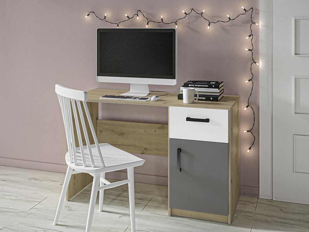 Bureau Moderne en MDF et Chêne avec Design Épuré - Idéal pour Espaces de Travail Contemporains|Dernières pièces|Decora Home