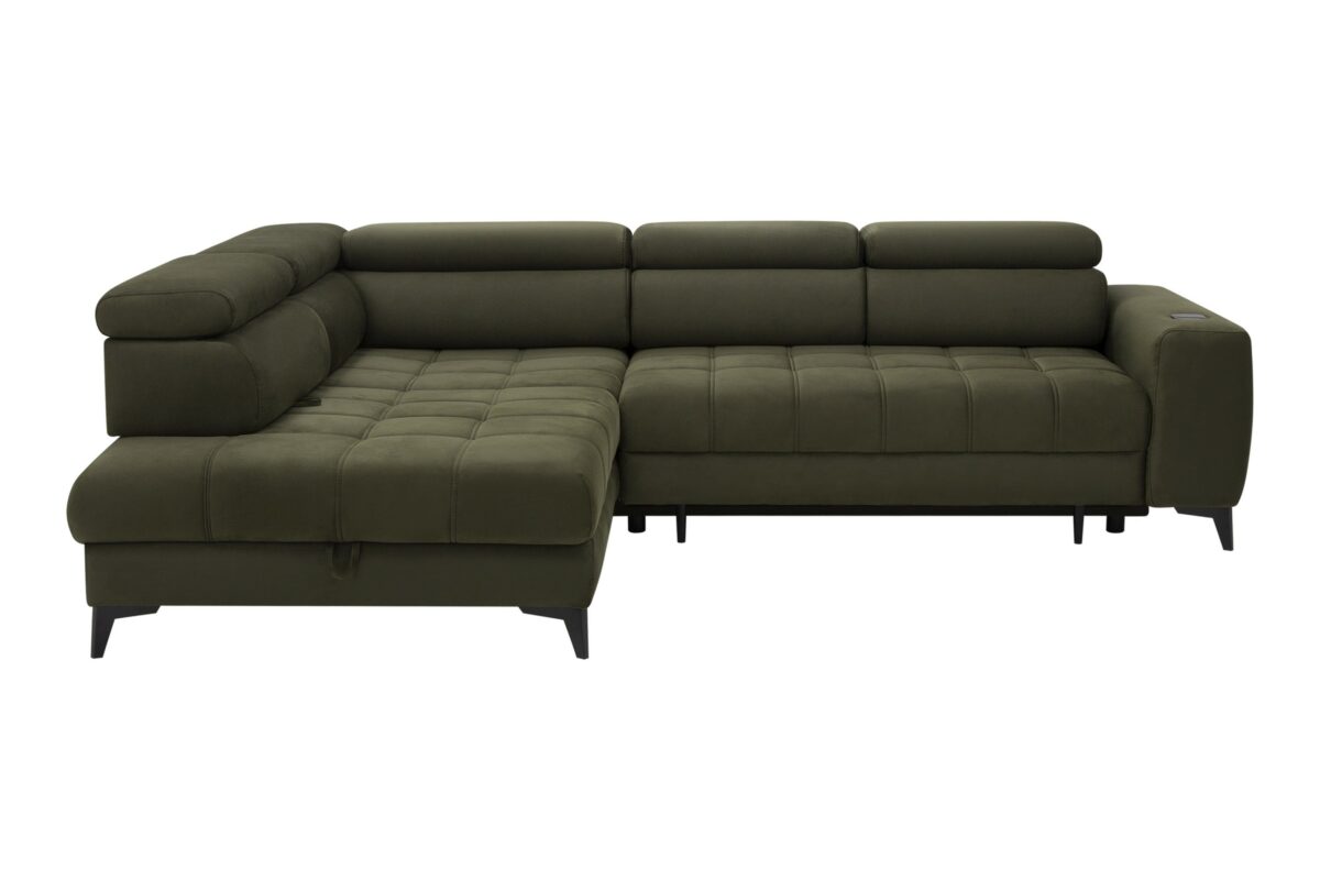 Canapé d’angle fonction couchage, rangement et chargeur téléphone à induction|Destockage Express|Decora Home