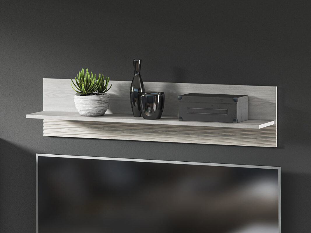 Étagère Suspendue en Pin Enneigé avec Bordure ABS|Dernières pièces|Decora Home