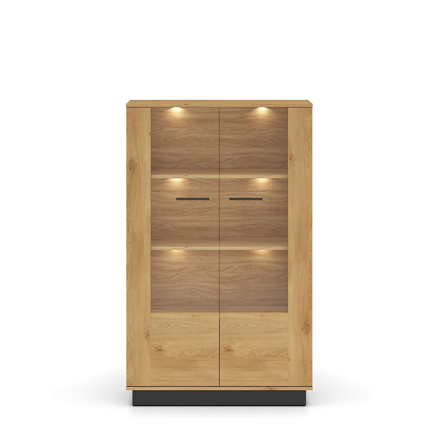 pr modesto 03 b 02 Vitrine en Chêne Élégant avec Base Noire - Design Moderne et Sécurité Renforcée|Offre Limitée|Decora Home