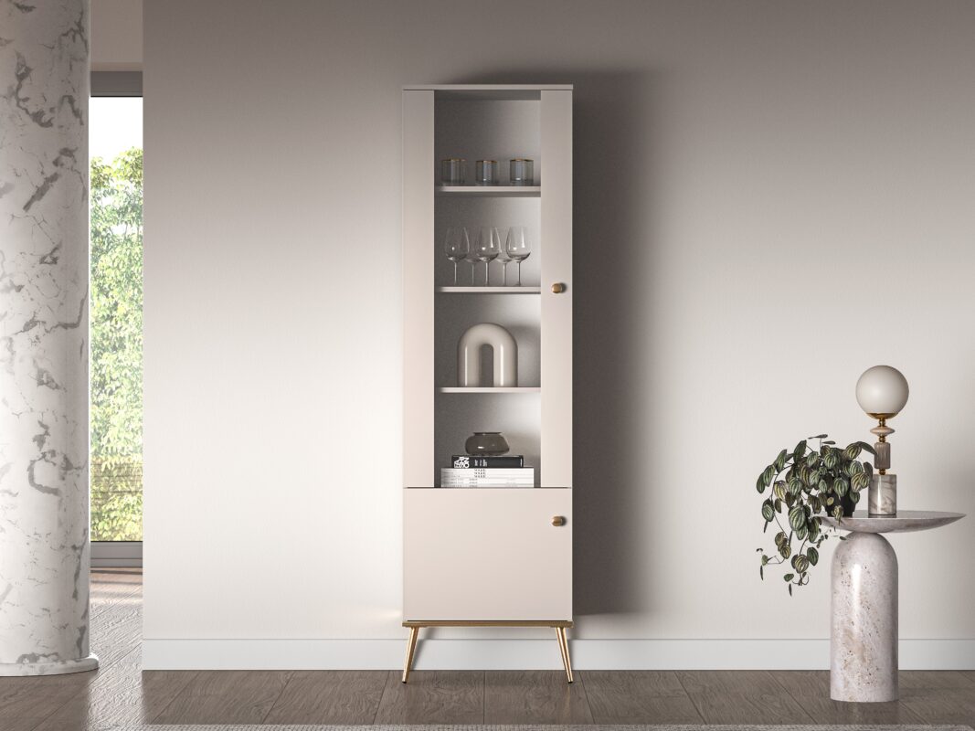 Vitrine - Élégance Moderne en Cachemire avec Pieds Dorés|Offre Limitée|Decora Home
