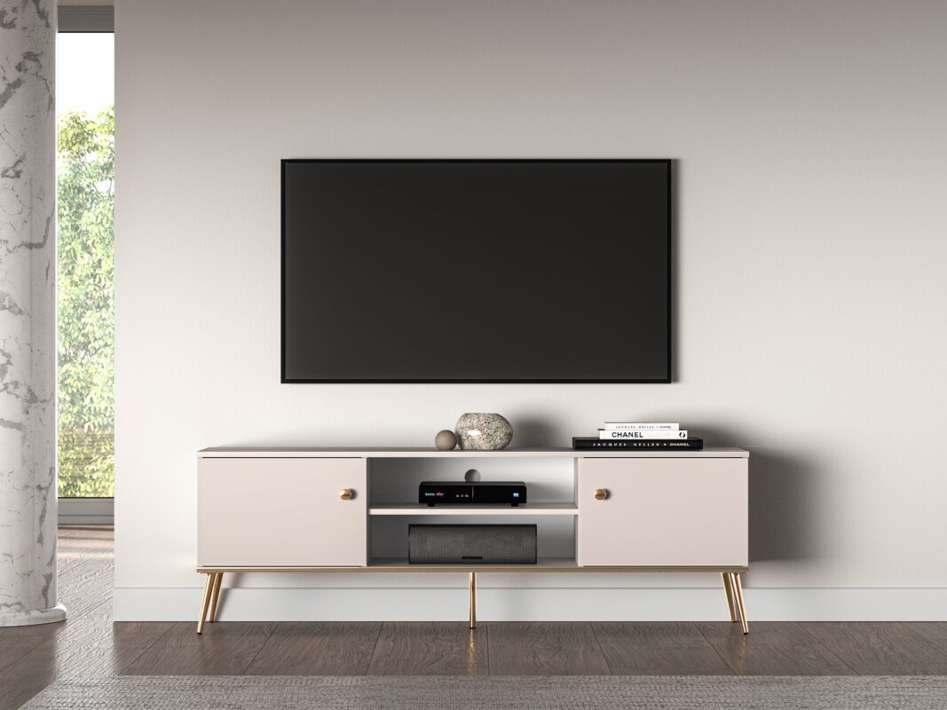 Meuble TV - Design Cachemire avec Pieds Dorés et Espace de Rangement Spacieux|Offre Limitée|Decora Home
