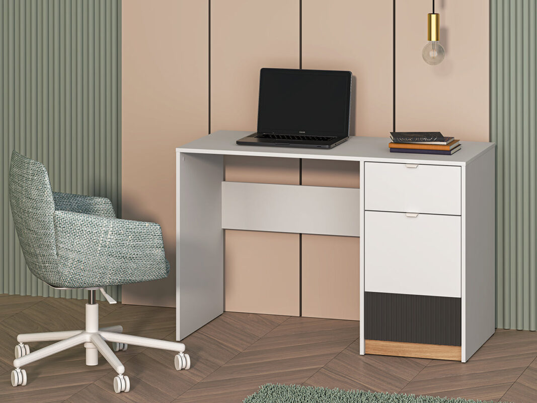 Bureau Design avec Finition Bicolore – Blanc, Graphite Mat & Chêne Castello|Offre Spéciale|Decora Home