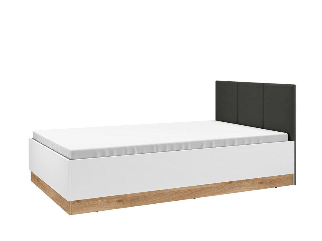 Lit Double Moderne avec Cadre Graphite et Blanc - MDF Haut de Gamme, Résistant aux Rayures et Humidité|Offre Spéciale|Decora Home