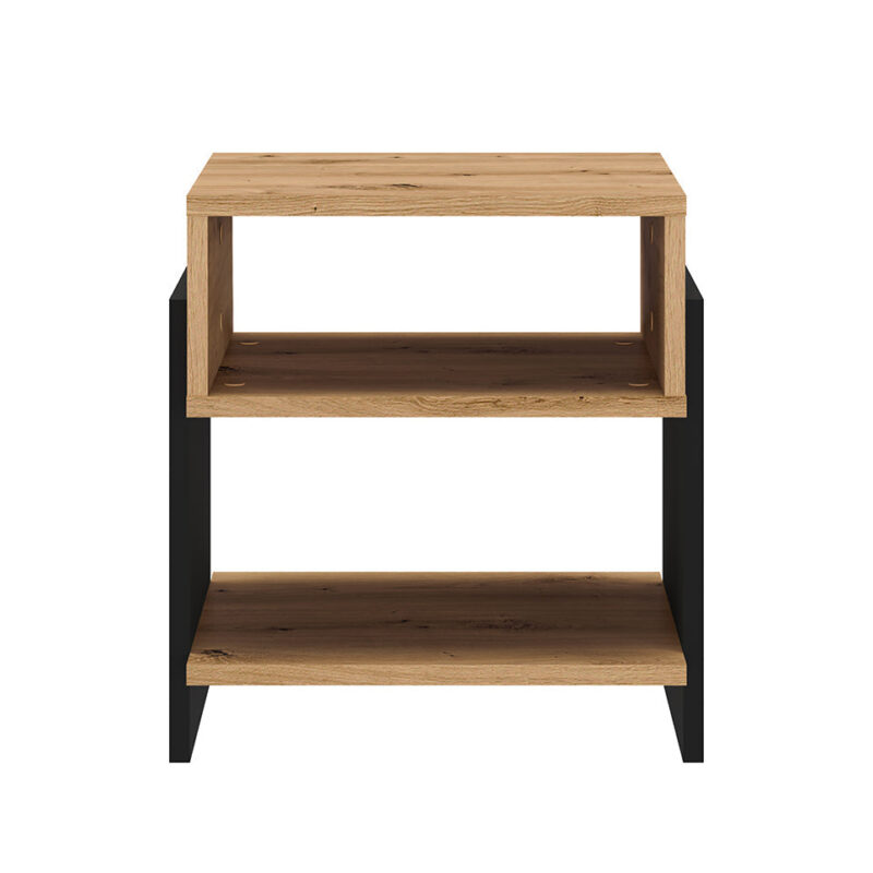Table de chevet avec Bordure ABS - Résistance et Esthétique en Chêne Artisanal et Noir|Offre Limitée|Decora Home
