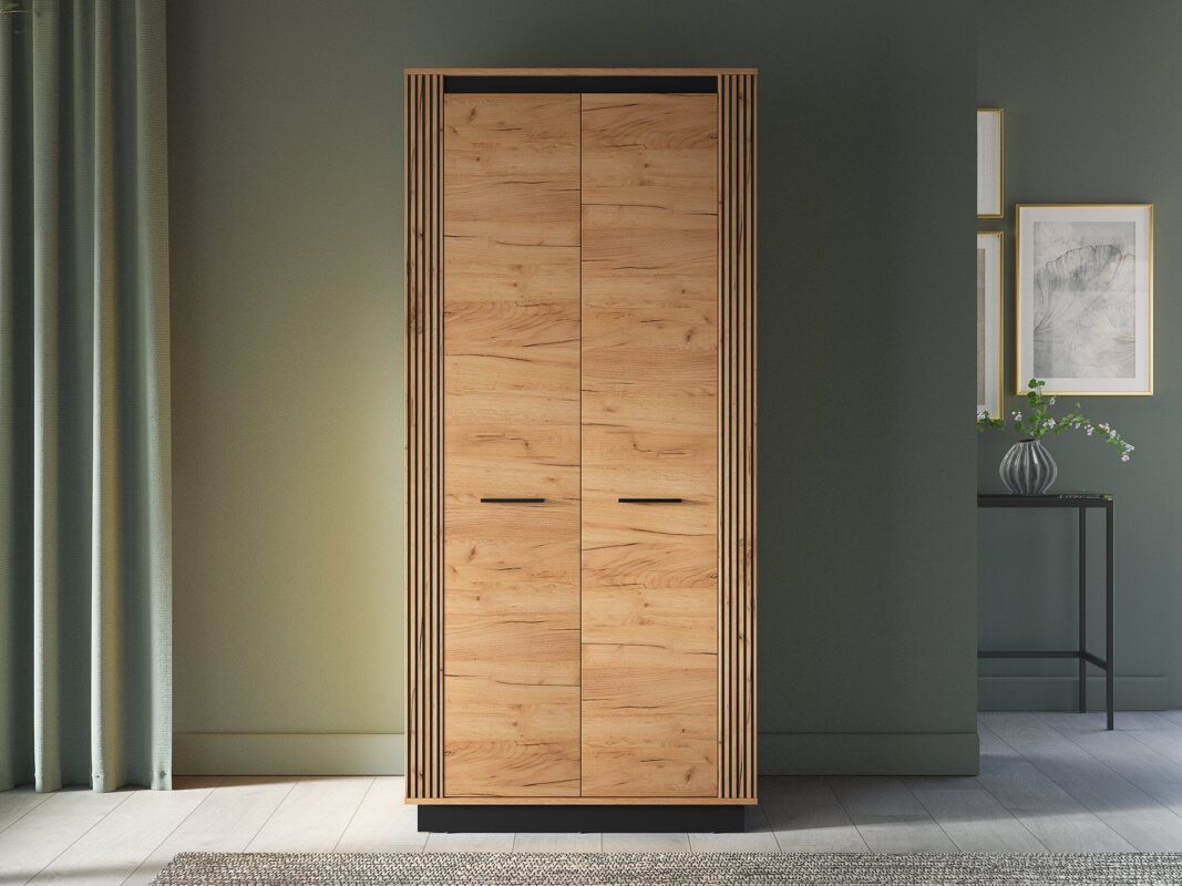 Armoire Moderne en Chêne Craft Gold et Noir - Design Élégant et Résistant pour un Rangement Optimal|Offre Limitée|Decora Home