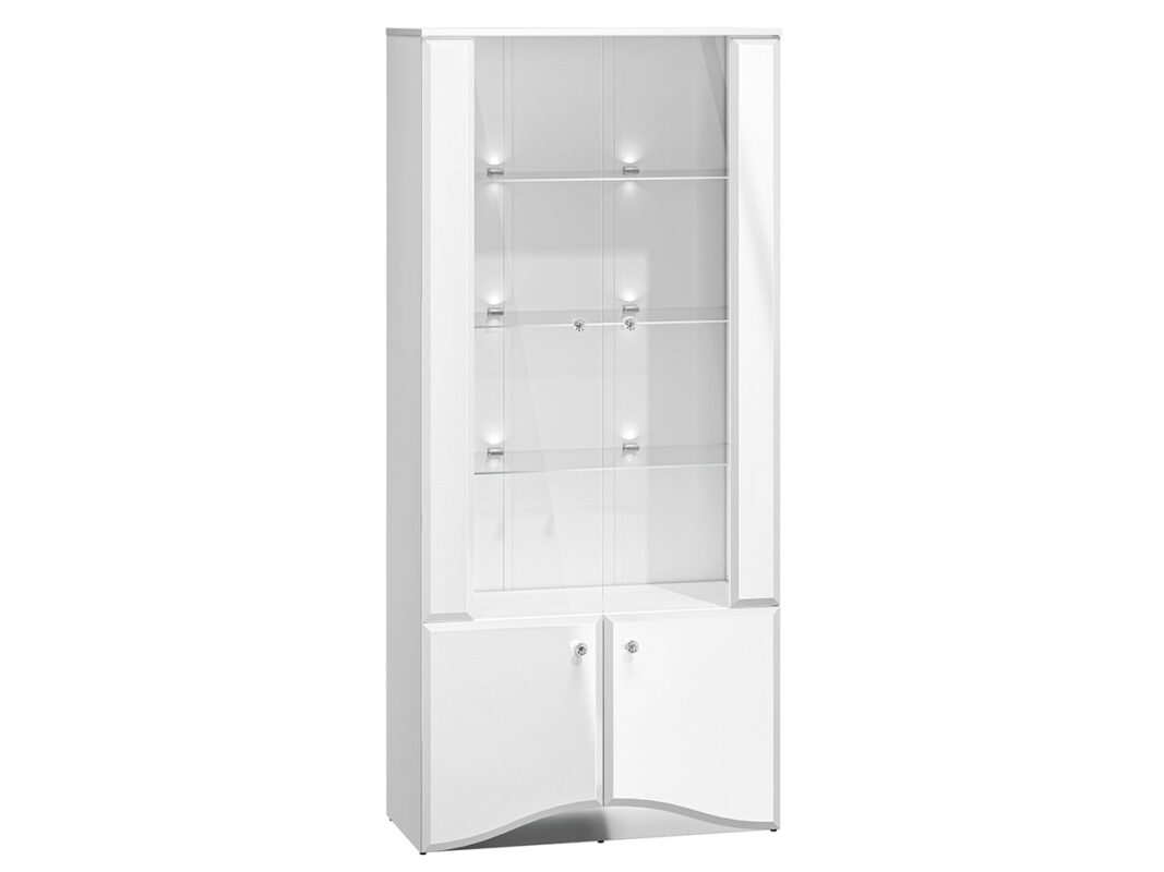 Vitrine de Rangement – Meuble Moderne Blanc Brillant avec Verre Trempé et Option Éclairage|Offre Limitée|Decora Home